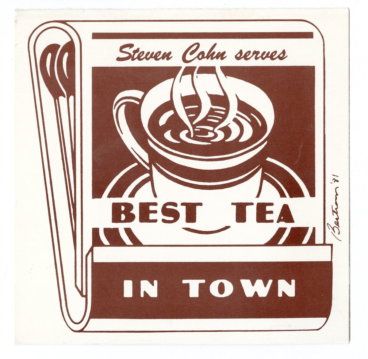 (UNDERGROUND). Steve Cohn Serves Best Tea in Town.